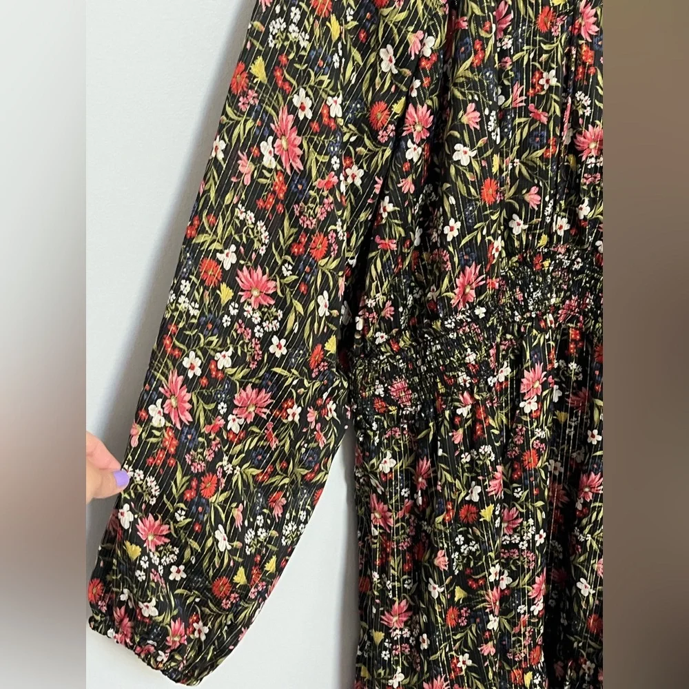 Old Navy NWT Long Sleeve Chiffon Waist Defined‎ Shine Floral Dress Size XXL Tall